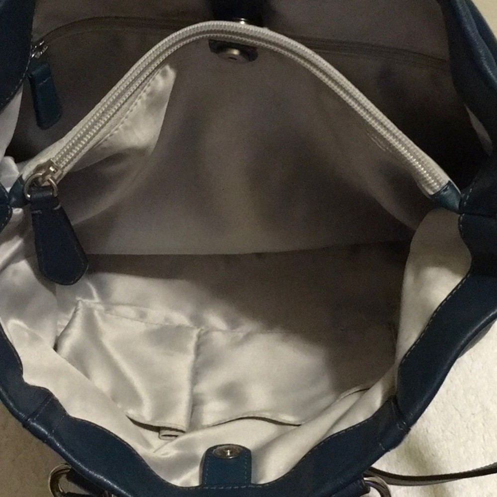 Coach Top Handle Shoulder Bag in Dark Teal Leather (16" x 10.25") - Picture 9 of 10
